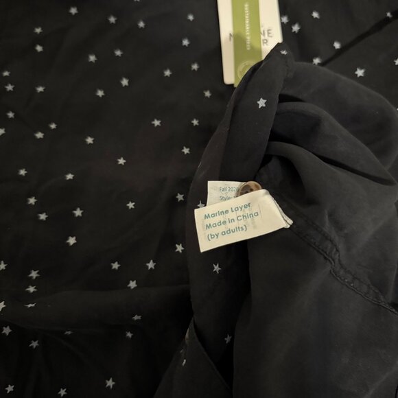 Marine Layer Starry Print Relaxed Fit Long Sleeve Shirt Black Large button down - Picture 13 of 16